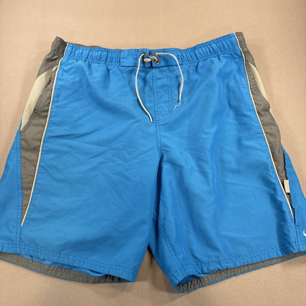 Nike Mens Swim Trunks Blue Grey L Board Shorts Athletic Activewear Lining